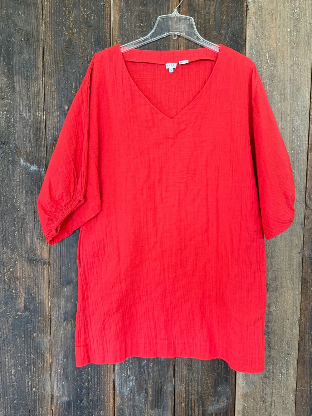 RHODE Resort Bright Red V-Neck 100% Cotton Dress